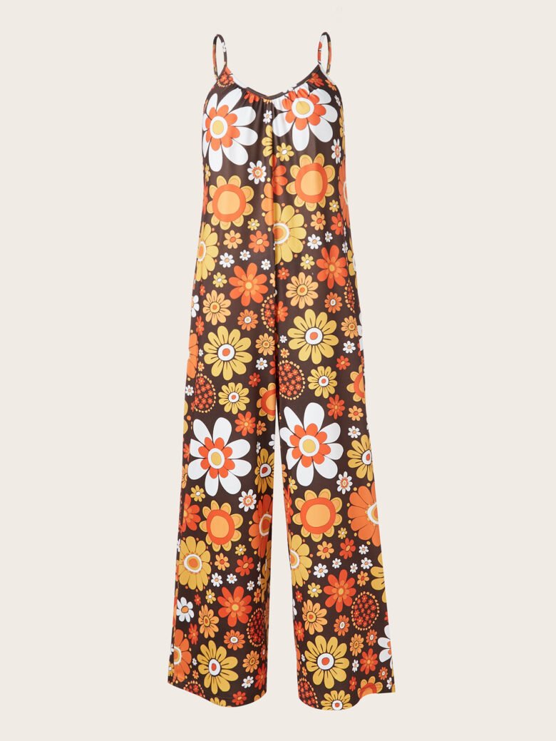 Plus Size Women's Allover Printed Pattern Camisole Casual Street Jumpsuit Pants - Image 3