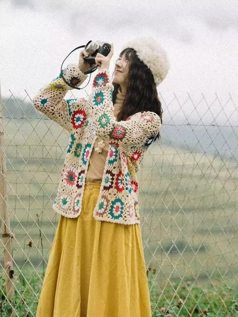 Hollow crochet sweater