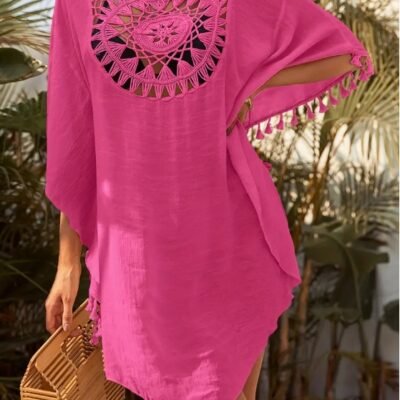 Women's Crochet Lace Tassel Beach Cover-Up Dress