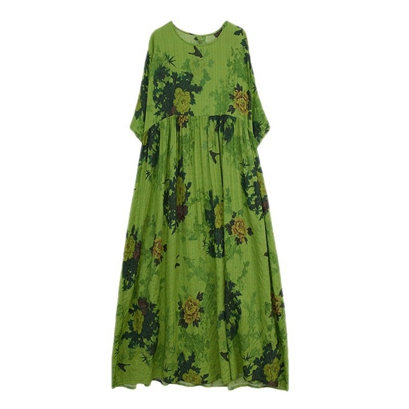 Renaissance Style Women’s Midi Dress – Round Neck, Short Sleeve, Flowy Swing Dress - Image 3