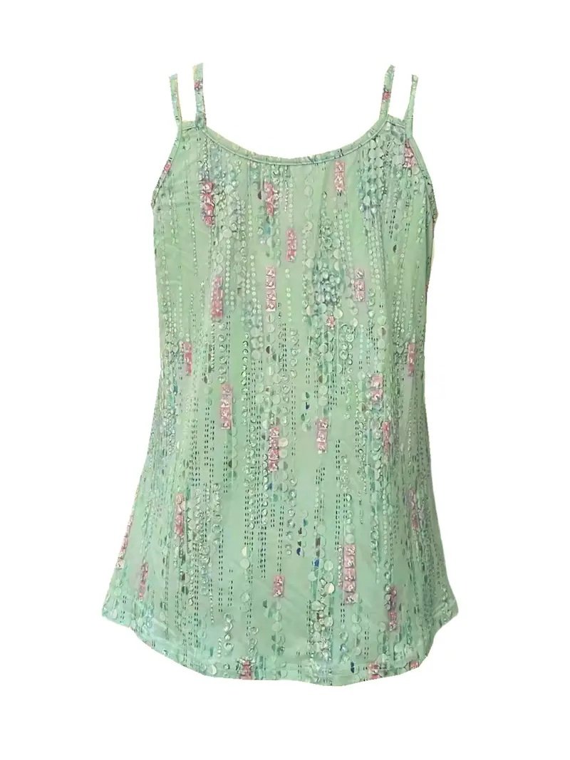 Chic Women’s Sleeveless Camisole Top – Printed Double Shoulder Strap Summer Style - Image 3