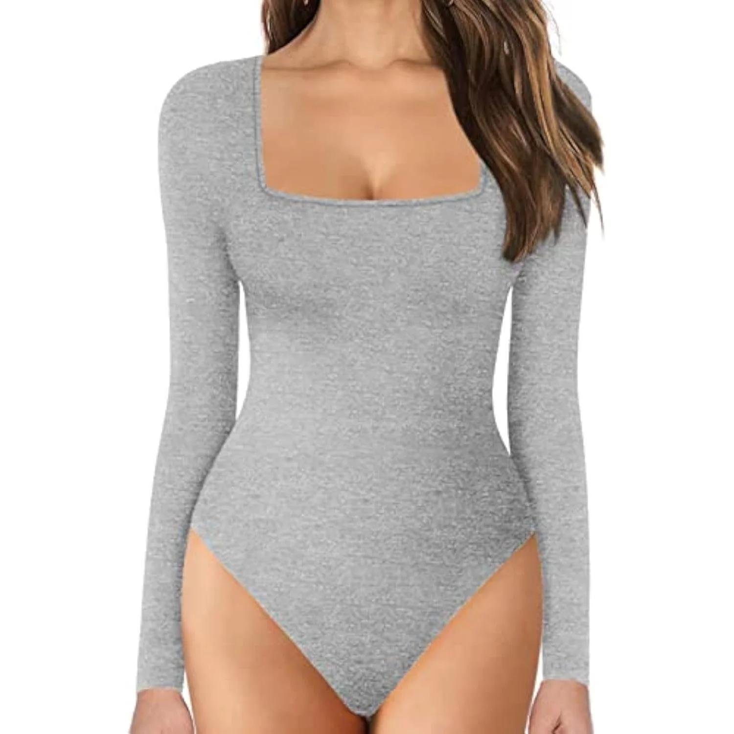 Women's Long Sleeve Square Neck Tummy Shaper Bodysuit Sexy Slimming Elegant Lingerie - Image 3